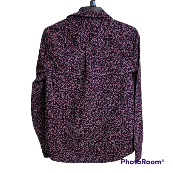 U.S. Polo Assn Navy Blue Floral Button Down Top - Picture 2 of 7